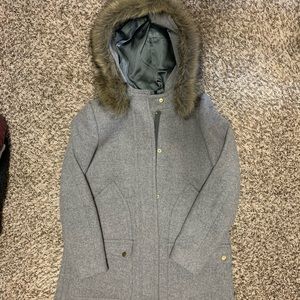 J. Crew Vail Gray Hooded Wool Parka
